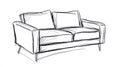 Hand-drawn sketch of a modern sofa in black and white Royalty Free Stock Photo