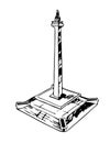 A sketch of Monumen Nasional or Monas in Jakarta, Indonesia. Royalty Free Stock Photo