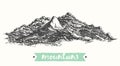 Sketch mountains engraving drawn vector Royalty Free Stock Photo