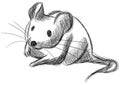 Sketch of a Mouse in black and white isolated Royalty Free Stock Photo