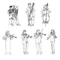 Sketch of musicians, orchestra Royalty Free Stock Photo