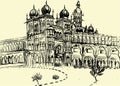 Sketch of Mysore Palace or Amba Vilas Palace Outline Editable Vector Illustration