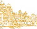 Sketch of Mysore Palace or Amba Vilas Palace Outline Editable Vector Illustration Royalty Free Stock Photo