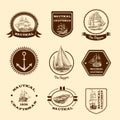 Sketch nautical emblems Royalty Free Stock Photo