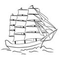 Sketch of nautical sailing vessel