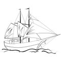 Sketch of nautical sailing vessel