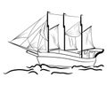 Sketch of nautical sailing vessel