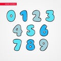 Sketch numbers. Decorative funny isolated 0 1 2 3 4 5 6 7 8 9 icons for kids. Symbols for design