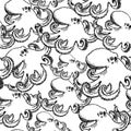 Sketch octopus, vector vintage seamless pattern Royalty Free Stock Photo