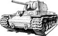 Sketch of an old battle tank
