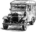 Sketch of the old bus of times of World War II Royalty Free Stock Photo