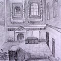 Sketch of an old church yard in Moscow