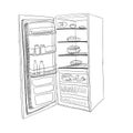 Sketch of opened fridge