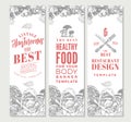 Sketch Organic Food Vertical Banners Royalty Free Stock Photo