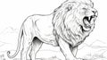 Sketch the Outline of a Capture the majestic silhouette of a lion in the wild