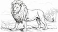 Sketch the Outline of a Capture the majestic silhouette of a lion in the wild