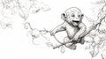 Sketch the Outline of a Create the outline of a playful monkey swinging