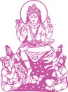 Sketch Outline Editable Vector Illustration of Hindu Monks Sitting in front of the Lord Shiva