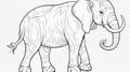 Sketch the of Outline a friendly elephant with a raised trunk and big floppy ears