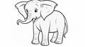 Sketch the of Outline a friendly elephant with a raised trunk and big floppy ears