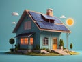 Sketch paint drawing of isolated electricity offgrid house with alternative solar panels powered energy source. Renewable green Royalty Free Stock Photo