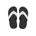 Sketch of pair of flip flops in dark gray color isolated on whitebackground, vector.