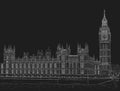 Sketch the palace of Westminster Royalty Free Stock Photo