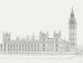 Sketch the palace of Westminster Royalty Free Stock Photo