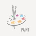 Sketch palette with paints drawn on a light background vector