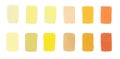 Sketch palette of Japanese markers with alcohol ink - a collection of yellow colors. Handdrawn stripes and spots of