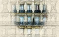 Sketch of Parisian facade