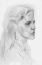 Pencil drawing illustration, portrait, sketch Royalty Free Stock Photo