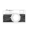 Sketch of photo retro film Camera by hand painting on white background Royalty Free Stock Photo