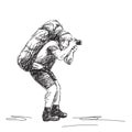 Sketch of photographer backpacker