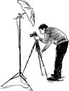 Sketch of a photographer at work Royalty Free Stock Photo