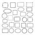 Sketch picture frames. Doodle square borders sketch lines hand drawn photo empty frame vintage cartoon vector set