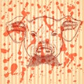 Sketch pig with mustache, vector background Royalty Free Stock Photo