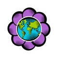 Sketch of planet Earth on a blossom flower Royalty Free Stock Photo