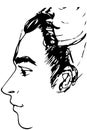 Sketch for a portrait of a young man`s profile Royalty Free Stock Photo