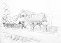 Sketch of a privat house Royalty Free Stock Photo