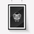 Sketch racer skull with helmet Royalty Free Stock Photo