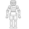 Sketch, robot, toy, coloring book, isolated object on a white background, cartoon illustration, vector