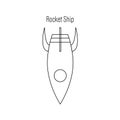 Sketch Rocket ship logo. Coloring Space vector