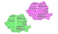 Sketch Romania letter text map, Royalty Free Stock Photo