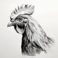 Quirky Rooster Head Drawing With Realistic Graphite Style