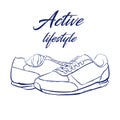 Sketch running sneakers Royalty Free Stock Photo