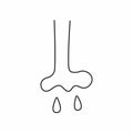 Sketch of runny nose. Icon, symbol drawn by hand.