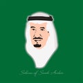 Sketch of Salman bin Abdulaziz Al Saud on green background Royalty Free Stock Photo