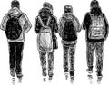 Sketch of school children going home Royalty Free Stock Photo