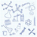 Sketch of science doddle elements. Royalty Free Stock Photo